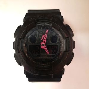 Casio Men's G-Shock Analog-Digital Watch GA-100C-8ACR, Pink
